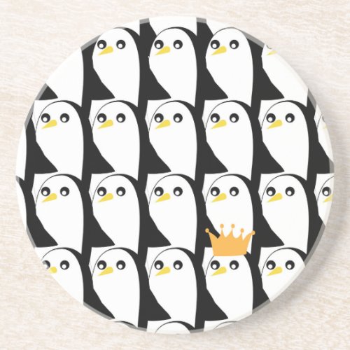 Comic Penguin Black White Vintage Coaster