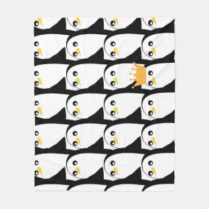 Comic Penguin: Black White Vintage Fleece Blanket