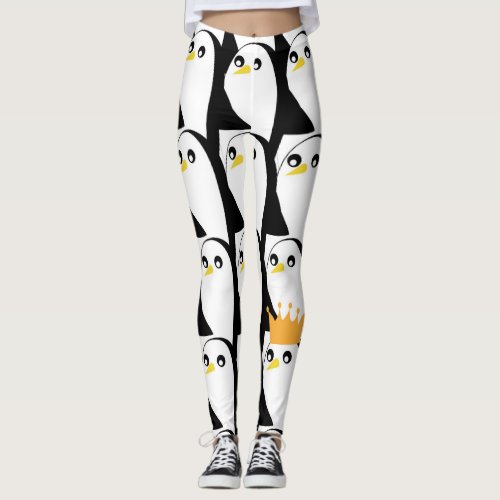 Comic Penguin Black White Vintage Leggings