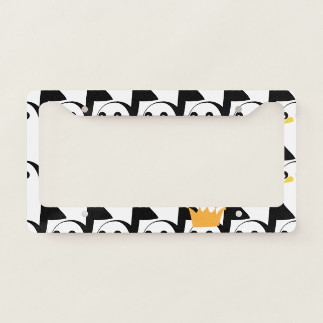 Comic Penguin: Black White Vintage License Plate Frame (Front)