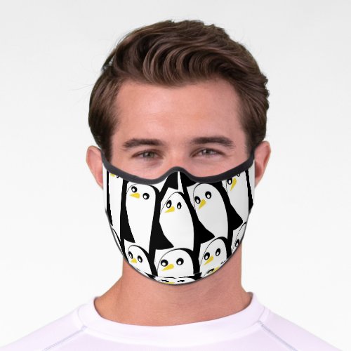 Comic Penguin Black White Vintage Premium Face Mask