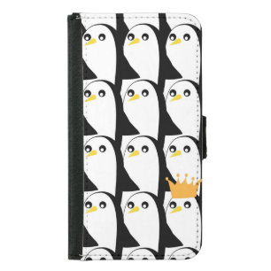 Comic Penguin: Black White Vintage Samsung Galaxy S5 Wallet Case