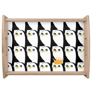 Comic Penguin: Black White Vintage Serving Tray