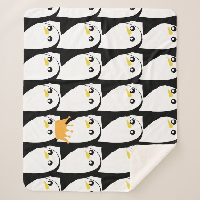 Comic Penguin: Black White Vintage Sherpa Blanket (Front)