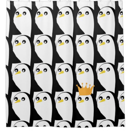 Comic Penguin Black White Vintage Shower Curtain
