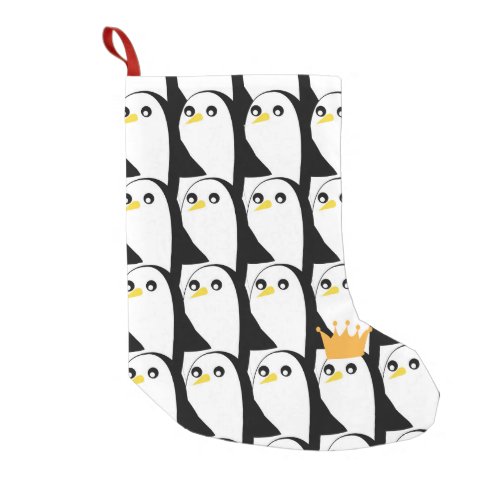 Comic Penguin Black White Vintage Small Christmas Stocking