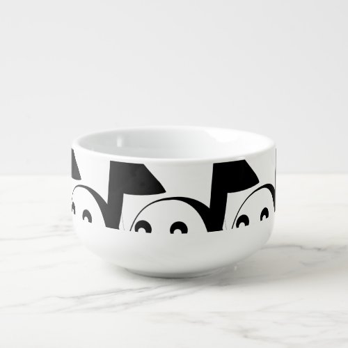 Comic Penguin Black White Vintage Soup Mug