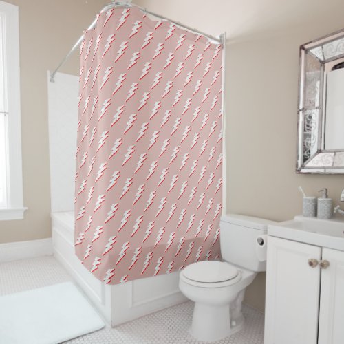 Comic Pink Lightening Bolts Pastel Pink Shower Curtain