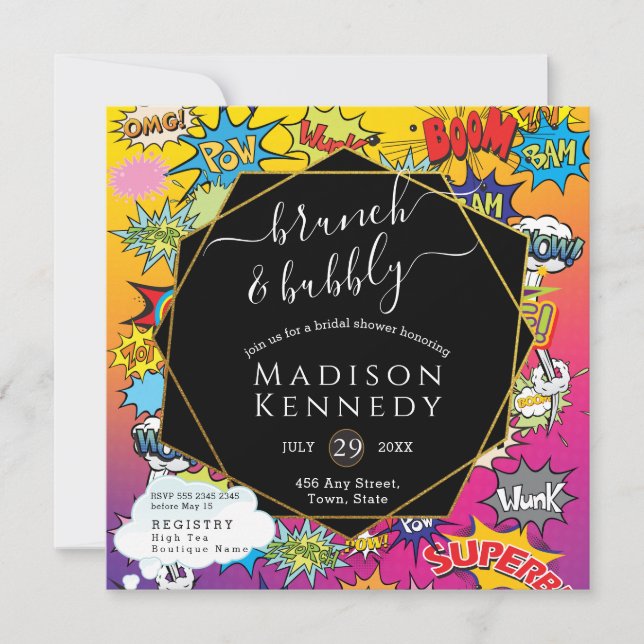 Comic Pop Art 💥🎨 brunch Wedding Shower  Invitation (Front)
