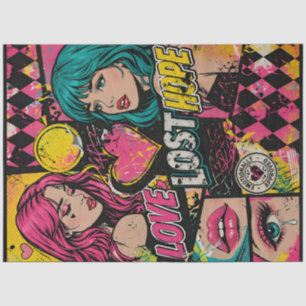 Comic Pop Art Decoupage Paper Love Strength Hope 