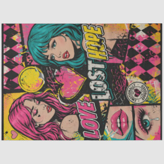 Comic Pop Art Decoupage Paper Love Strength Hope 