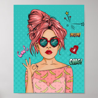 Comic Pop Art Girl Poster 