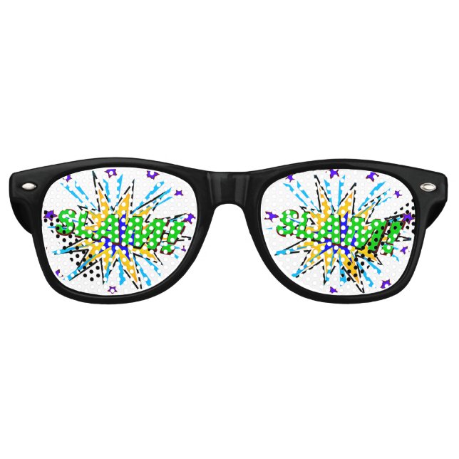 Comic Pop Art Green Yellow SLAM Novelty Fun Joke   Retro Sunglasses (Front)