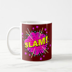Comic Pop Art Pink Yellow SLAM Novelty Coffee Mug