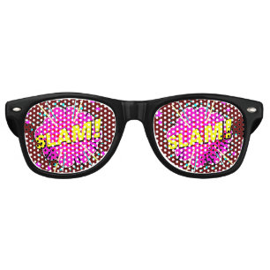 Comic Pop Art Pink Yellow SLAM Novelty Joke Retro Sunglasses