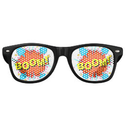 Comic Pop Art Red Yellow BOOM Novelty Funny Joke Retro Sunglasses