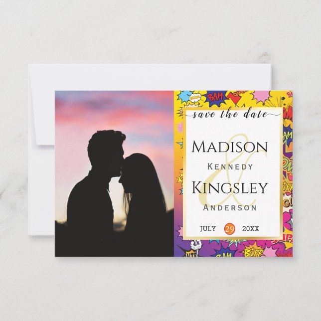 Comic Pop Art Speech Bubble Retro Save The Date (Front)