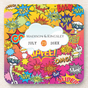 Comic Pop Art 💥🎨 Speech Bubble Wedding Graffiti Beverage Coaster