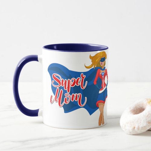 Comic Pop Art Super Mom in a Cape Mug