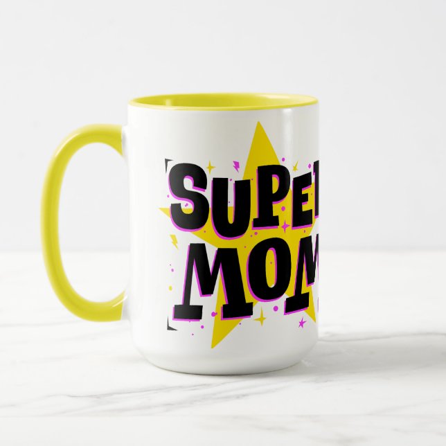 Comic pop art super mom Mug (Left)