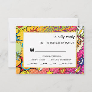 Comic Pop Art 💥🎨 Wedding Graffiti RSVP Card