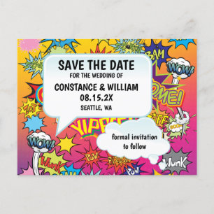 Comic Pop Art 💥🎨 Wedding Graffiti Save the Date Announcement Postcard