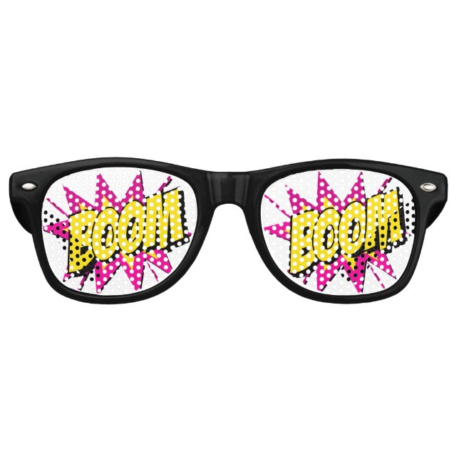 Comic Pop Art Yellow Purple BOOM Novelty Fun Joke Retro Sunglasses (Front)
