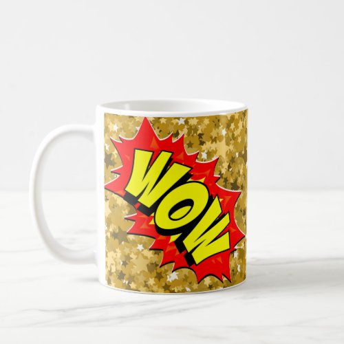 Comic Pop Art Yellow Red WOW Novelty Funny  Coffee Coffee Mug
