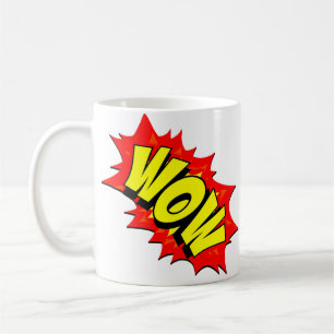 Comic Pop Art Yellow Red WOW Novelty Funny Coffee Mug