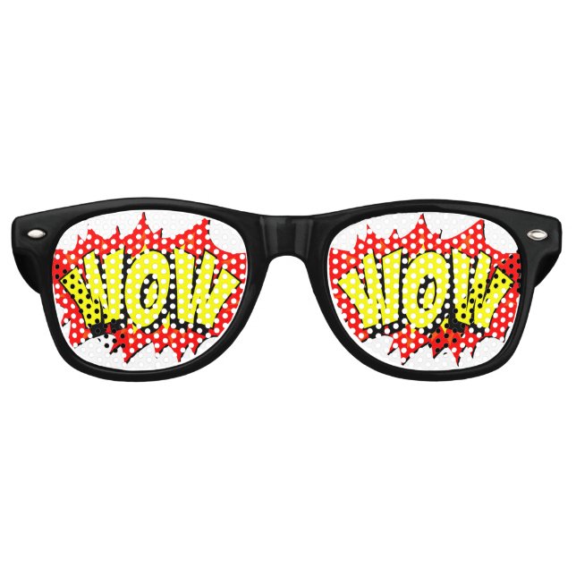 Comic Pop Art Yellow Red WOW Novelty Funny Joke Retro Sunglasses (Front)