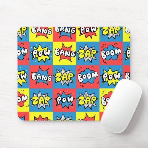 Comic Pow Boom Bang Zap Pattern Gift Cute Summer Mouse Pad