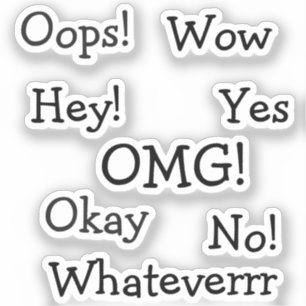 Comic Reaction Words Funny Minimal Typography Sticker