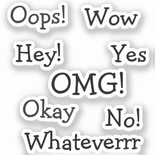 Comic Reaction Words | Funny Minimal Typography Sticker (Front)