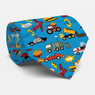 Comic Retro Trucks Cars Vehicles Airplanes Neck Tie