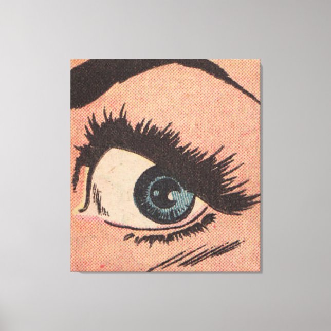 Comic Roy Lichtenstein Style Blue Eye Canvas Print (Front)