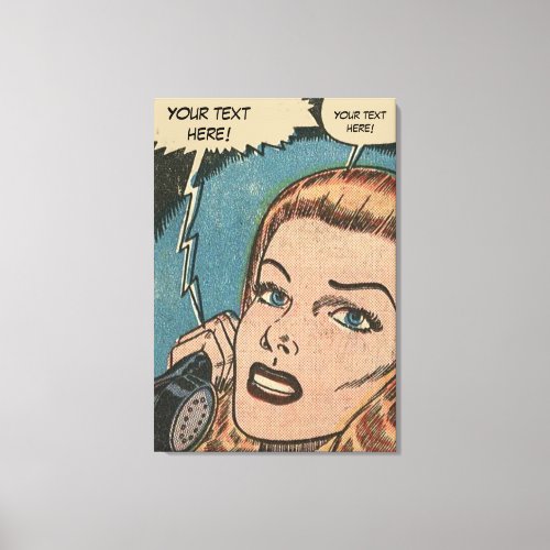 Comic Roy Lichtenstein Style Redhead on the Phone Canvas Print