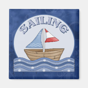 Comic Sailing Boat Magnet