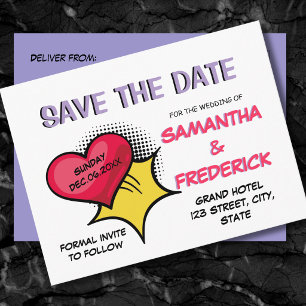Comic Save the Date Postcard Modern Pop Art