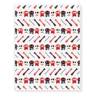 Comic Skull with bones colorful pattern Temporary Tattoos