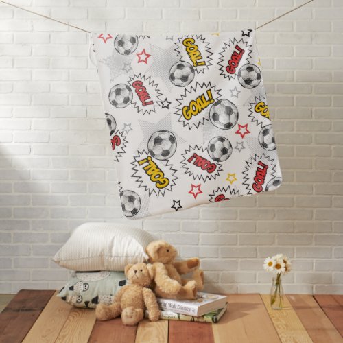 Comic Soccer Goal Pattern – Retro Sports Baby Blanket
