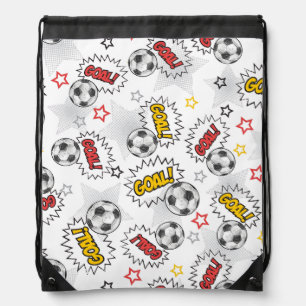 Comic Soccer Goal Pattern – Retro Sports Drawstring Bag