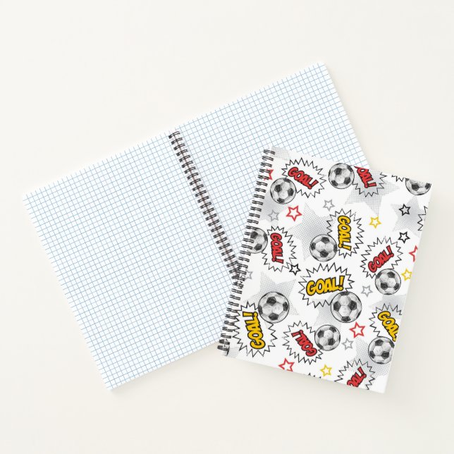Comic Soccer Goal Pattern – Retro Sports Notebook (Inside)