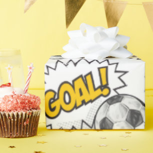 Comic Soccer Goal Pattern – Retro Sports Wrapping Paper