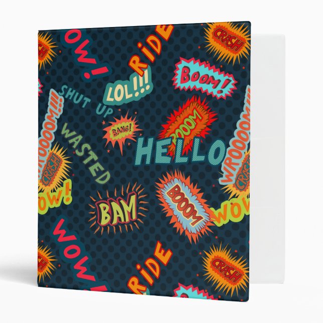 Comic sound effects pattern 3 ring binder (Front/Inside)