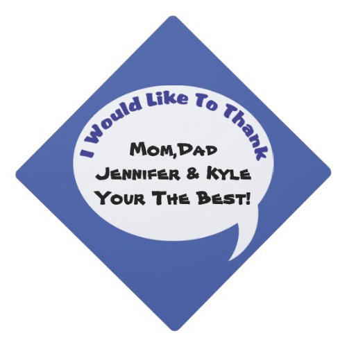 Comic Speech Bubble Blue Graduation Cap Topper