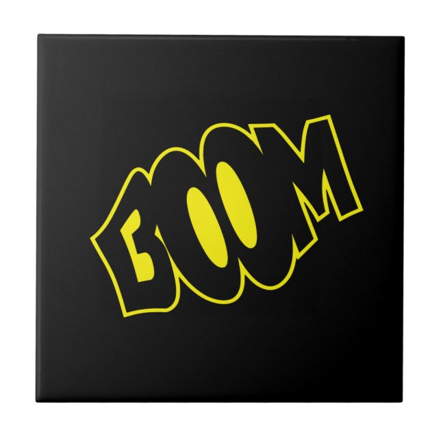 Comic Speech Bubbles Ceramic Tile Boom Your Colors (Front)