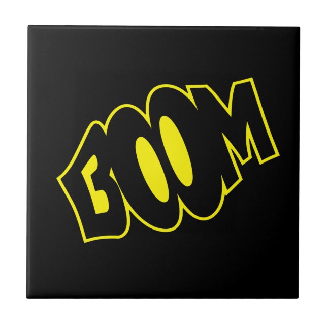 Comic Speech Bubbles Ceramic Tile Boom Your Colors (Front)