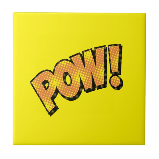 Comic Speech Bubbles Ceramic Tile Pow - Your Color (Front)