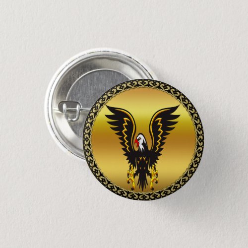 Comic strip Black and Gold eagle with gold foil Button