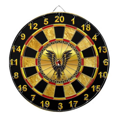 Comic strip Black and Gold eagle with gold foil Dartboard